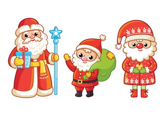 Set of funny cute Santa Claus and Father Frost. Christmas character . - 676087498