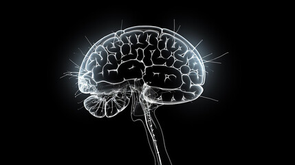 Human brain on a plain background with copy space