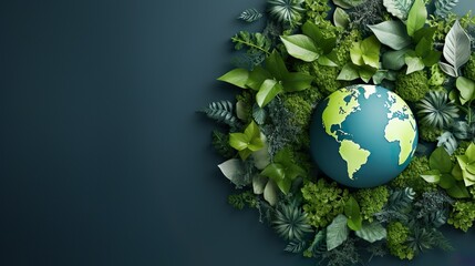 Banner con concepto de ecología y medio ambiente con espacio para texto. Generado por IA.