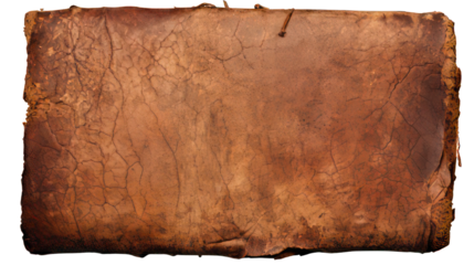 Piece of old ancient leather isolated on white created with Generative AI