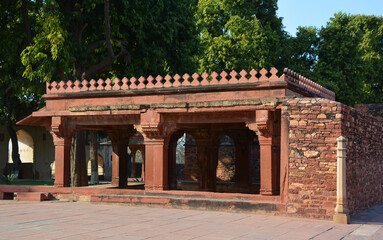Fototapeta na wymiar Fatehpur Sikri is a town in the Agra District of Uttar Pradesh, India. Fatehpur Sikri itself was founded as the capital of Mughal Empire in 1571 by Emperor Akbar