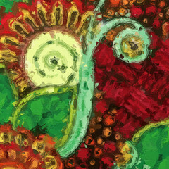 Oil painting and various beautiful flower illustrations for weddings