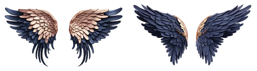 Fotobehang blue and gold angel wings isolated on transparent background.blue and gold wings.  © png-jpeg-vector
