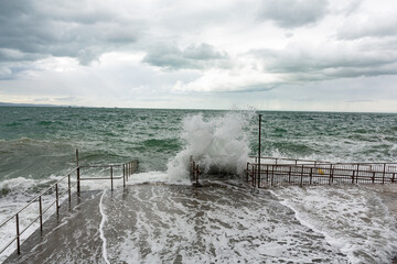 barcola beach seafront with breathtaking stormy sea