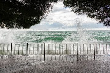 breaking waves on Barcola seafront