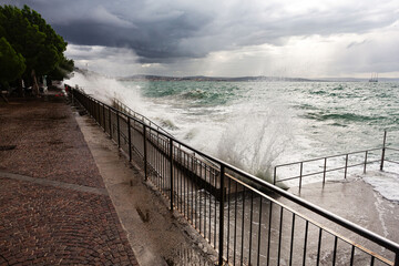 barcola beach seafront with breathtaking stormy sea
