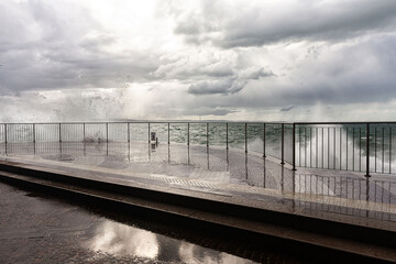 barcola beach seafront with breathtaking stormy sea