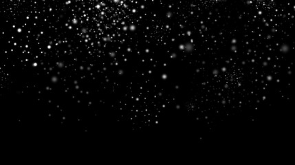 Snow on a black background. snowflakes to overlay. Abstract black white snow texture on black...