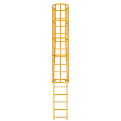 3D rendering illustration of a ladder with a safety cage