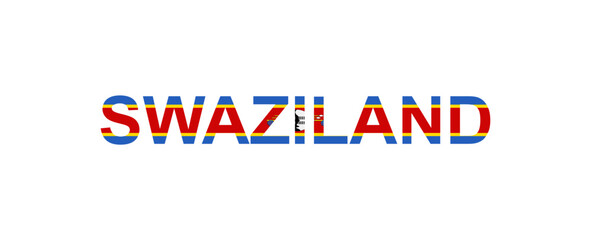 Letters Swaziland in the style of the country flag. Swaziland word in national flag style.