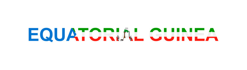 Letters Equatorial Guinea in the style of the country flag. Equatorial Guinea word in national flag style.