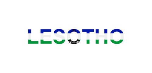 Letters Lesotho in the style of the country flag. Lesotho word in national flag style.