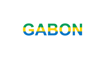 Letters Gabon in the style of the country flag. Gabon word in national flag style.