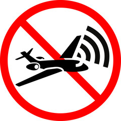 Vector illustration of airplane and wifi ban on transparent background