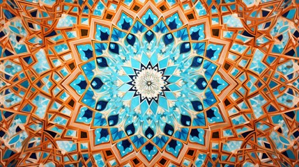 A detailed, symmetrical pattern of ornate Islamic geometric art