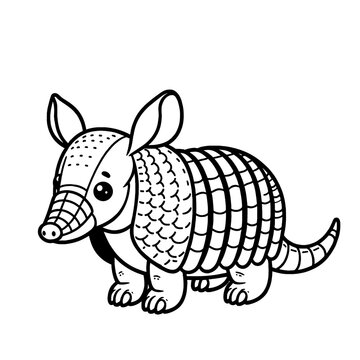 recommend clip art: Armadillo, coloring book page, coloring page, farm animal, black and white, isolated, vector art, toddler, preschool, kindergarten