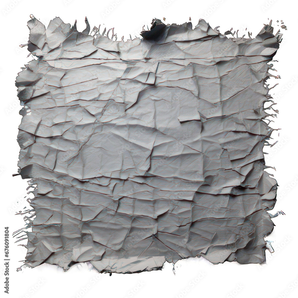 Poster grey torn cardboard isolated on white created with generative ai