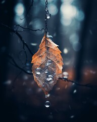 moody winter leave in the forrest