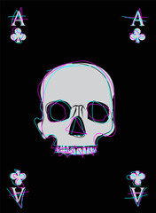 Ace Playing Card with skull head. Dead.