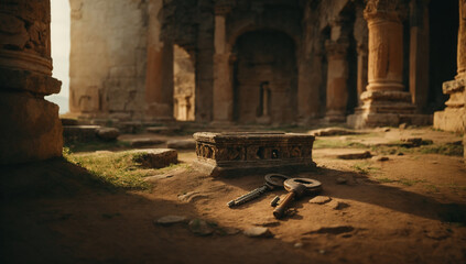 Fototapeta premium Ancient ruins hiding the key to an ancient prophecy - AI Generative