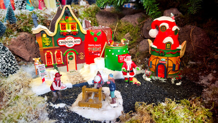 Christmas gingerbread house with snowman