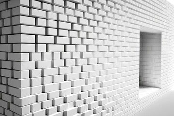 White brick wall with a rectangular hole on the right side of it