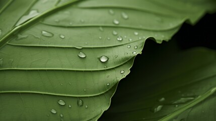 Green Tropical Leaves closeup photorealistic illustrations. Lush, Exotic, Foliage, Jungle, Flora