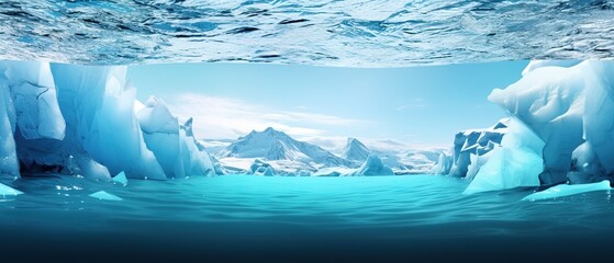 View of iceberg with beautiful transparent sea