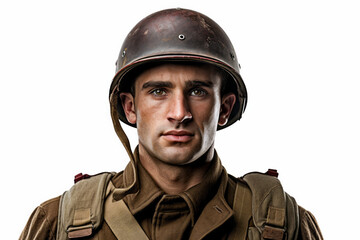 Fototapeta premium Historical portrait of a world war 2 army soldier wearing military uniform