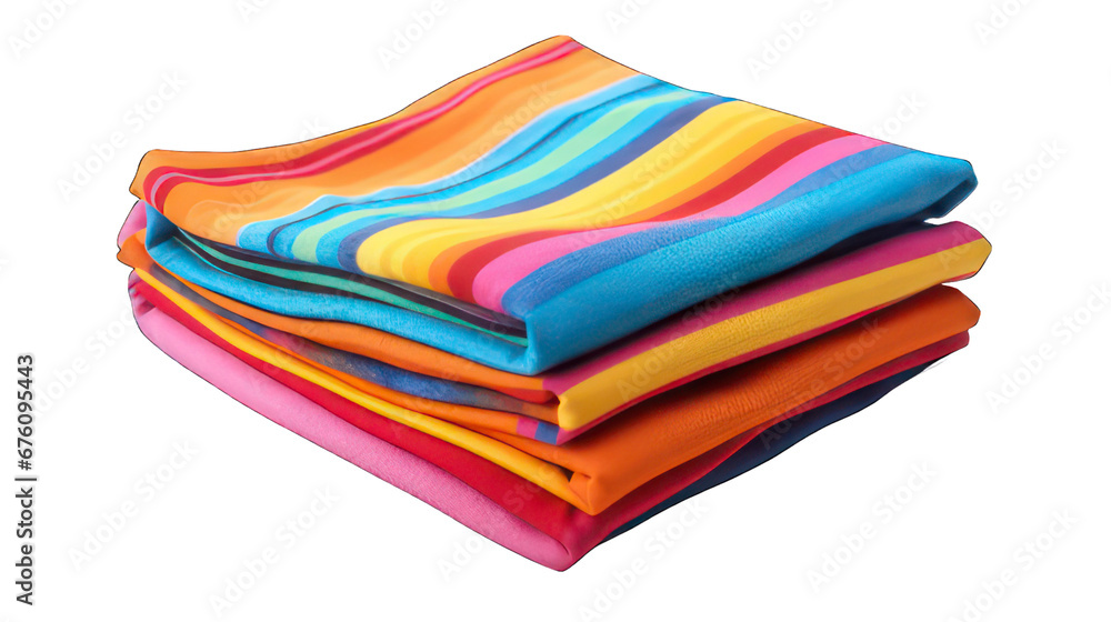 Poster flat piece of rainbow color fabric isolated on white created with generative ai