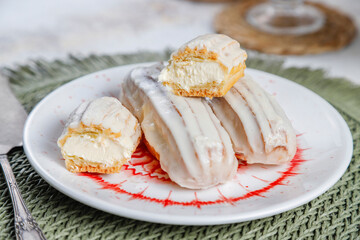 Beautiful delicious homemade french eclairs.
