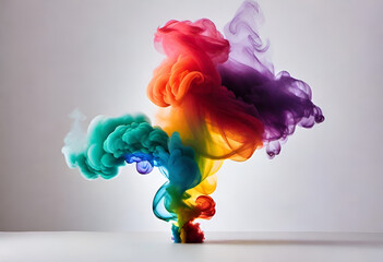 colorful rainbow thick smoke on Blanck background in minimal style  