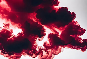 red thick smoke on Blanck background in minimal style  
