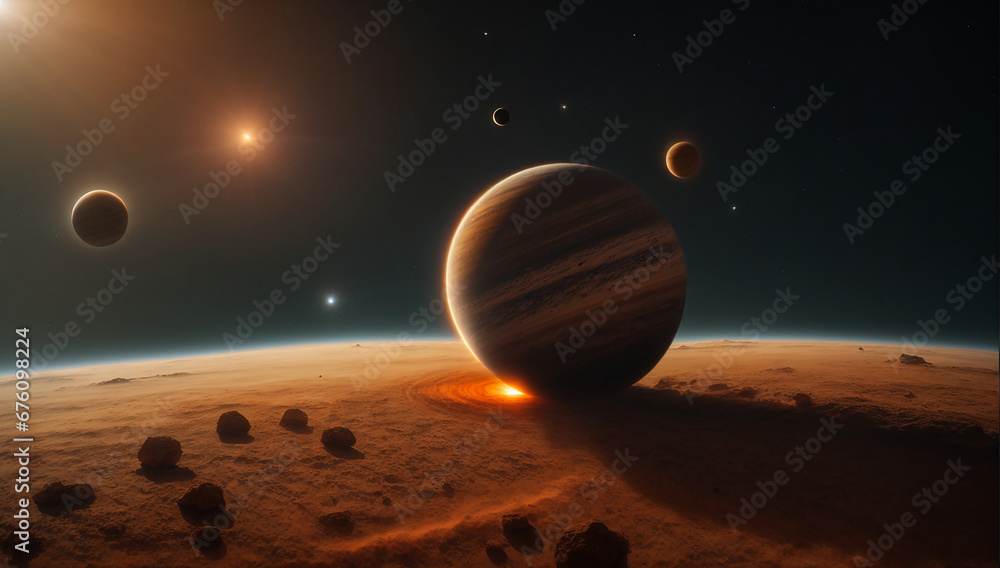 Aufkleber celestial event of a planetary transit, as a planet passes in front of its parent star - ai generati