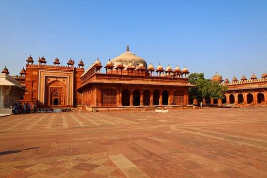 Fatehpur Sikri is a town in the Agra District of Uttar Pradesh, India.  Fatehpur Sikri itself was founded as the capital of Mughal Empire in 1571 by Emperor Akbar