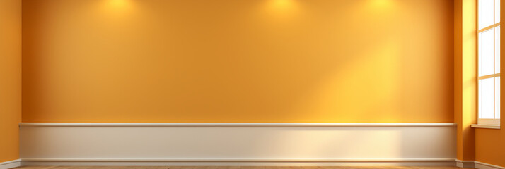 Obraz premium Golden Yellow and white room interior view studio abstract background. AI generative