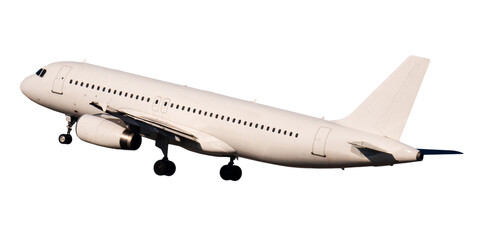 Fototapeta premium Commercial passenger aircraft isolated on white background..