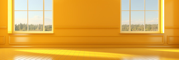 Golden Yellow and white room interior view studio abstract background. AI generative