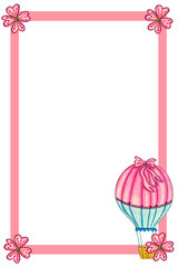 Pink flowers frame with balloon