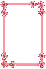 Pink flowers frame on a white background