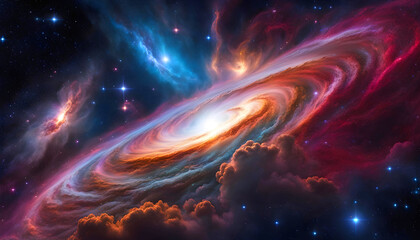 Colorful space galaxy, cloudy nebula. Starry night space. universe, astronomy,