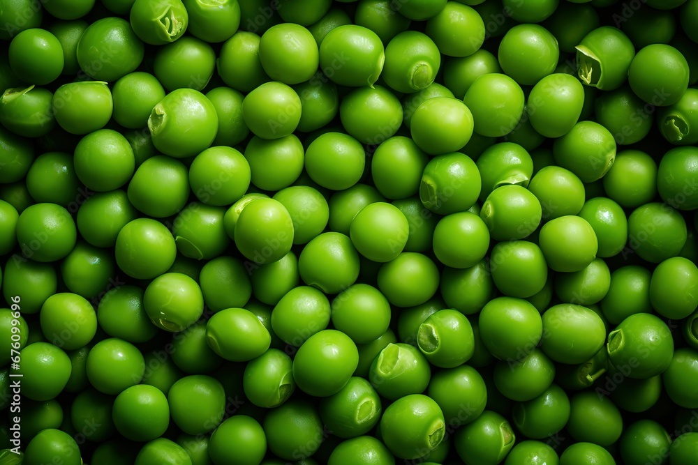 Wall mural a closeup image of green peas arranged together, green peas background