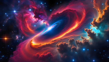 Colorful space galaxy, cloudy nebula. Starry night space. universe, astronomy,