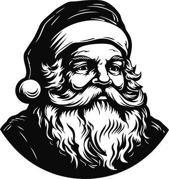 Retro Santa Claus head, Vintage Santa illustration