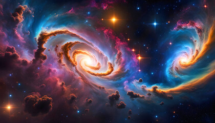 Colorful space galaxy, cloudy nebula. Starry night space. universe, astronomy,