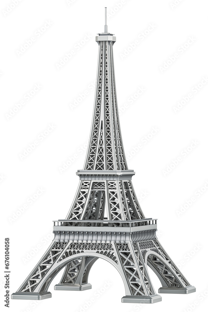 Poster the eiffel tower, miniature. 3d rendering isolated on transparent background
