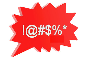 Speech bubble with censored swearing words, 3D rendering isolated on transparent background