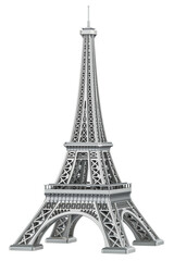 The Eiffel Tower, miniature. 3D rendering isolated on transparent background