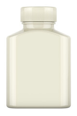 White medical bottle, Blank packaging from plastic, template, mockup. 3D rendering isolated on transparent background