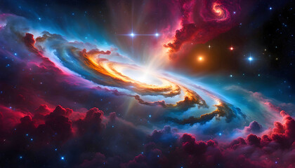 Fototapeta na wymiar Colorful space galaxy, cloudy nebula. Starry night space. universe, astronomy,